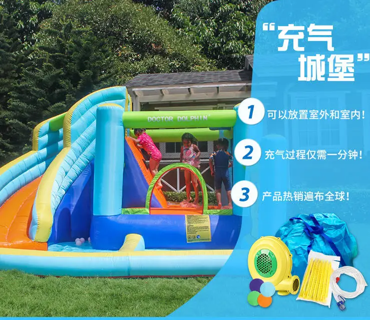 جديد نفخ الشريحة مسرح الأطفال الجنة كبيرة في الهواء الطلق الأطفال الترامبولين الشريحة معدات اللعب هدايا المهرجان