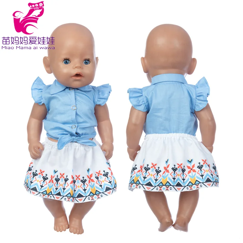 43cm Baby Doll Dress Blue Blouse For 18 Inch Girl Dolls Clothes Toys Outfits Birthday Gifts