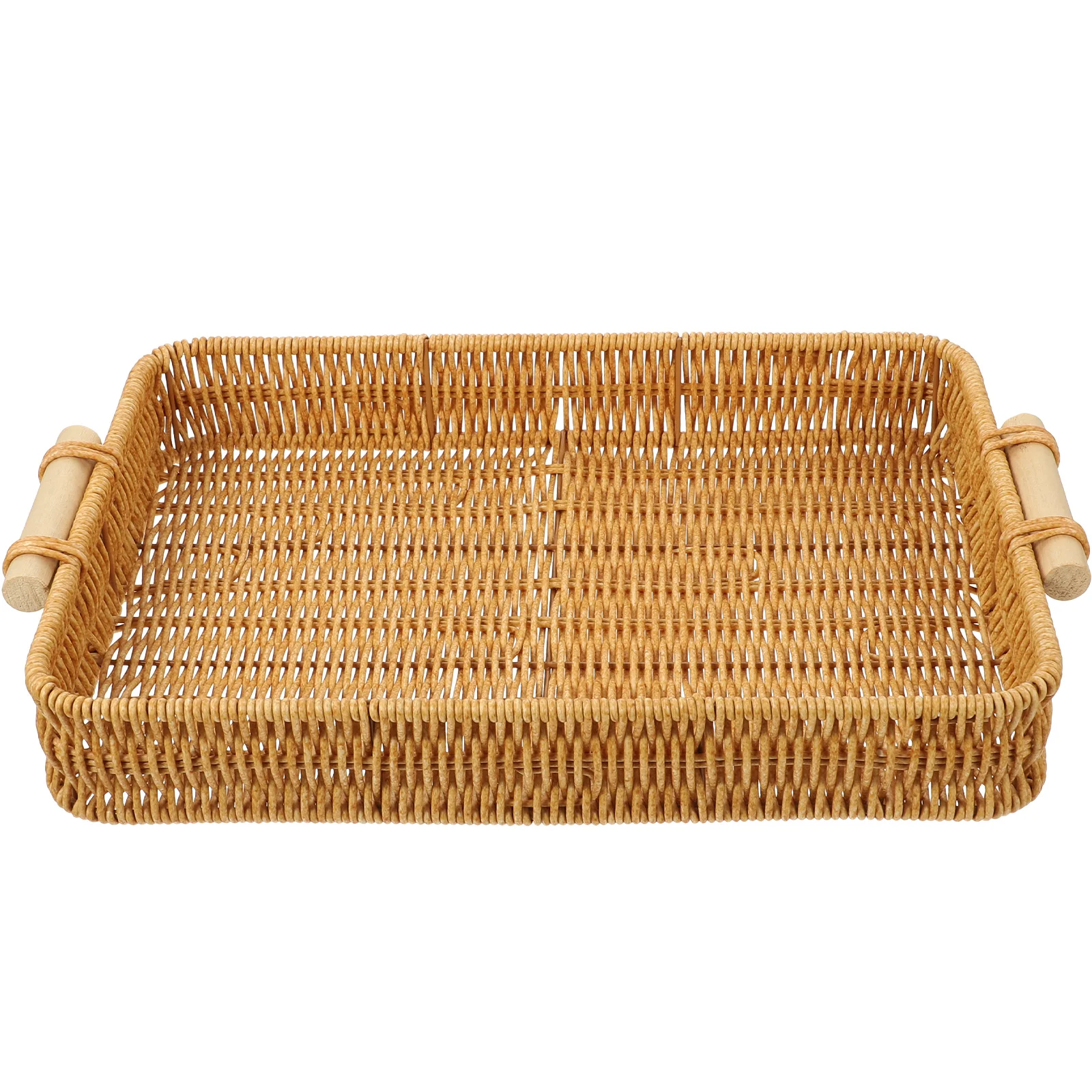 

Woven Storage Basket Hand Woven Bread Fruit Serving Tray Kitchen Home Organizer Desktop Food Basket For Snacks Cosmetics Party