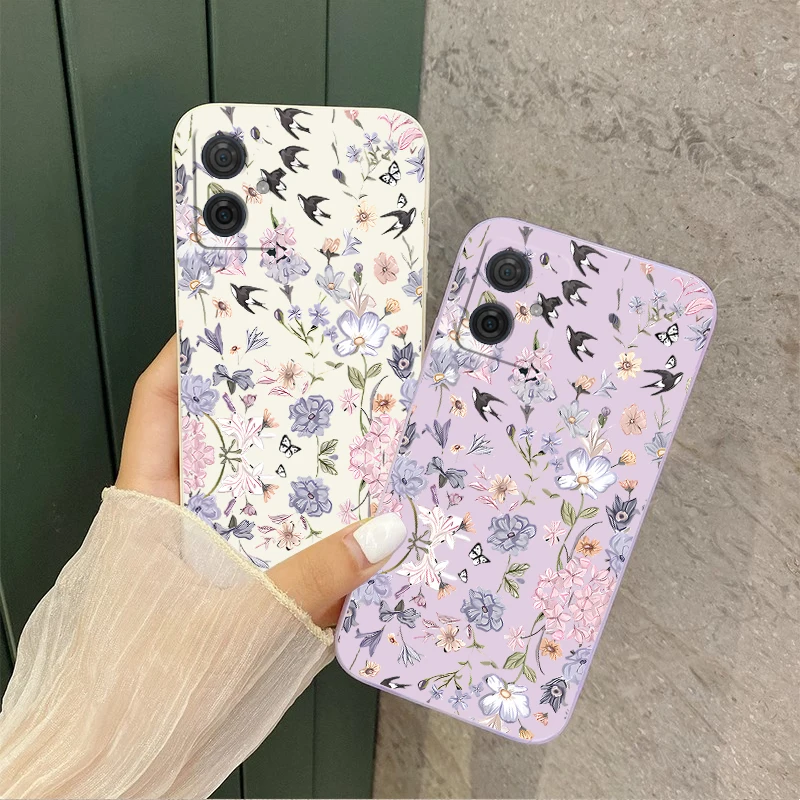 G 54 Wilted Flower Silicone Phone Case For Motorola Moto G54 G50 G42 G52 G53 G24 G72 G84 G8play G9Plus G100 EDGE 50Fusion Cover