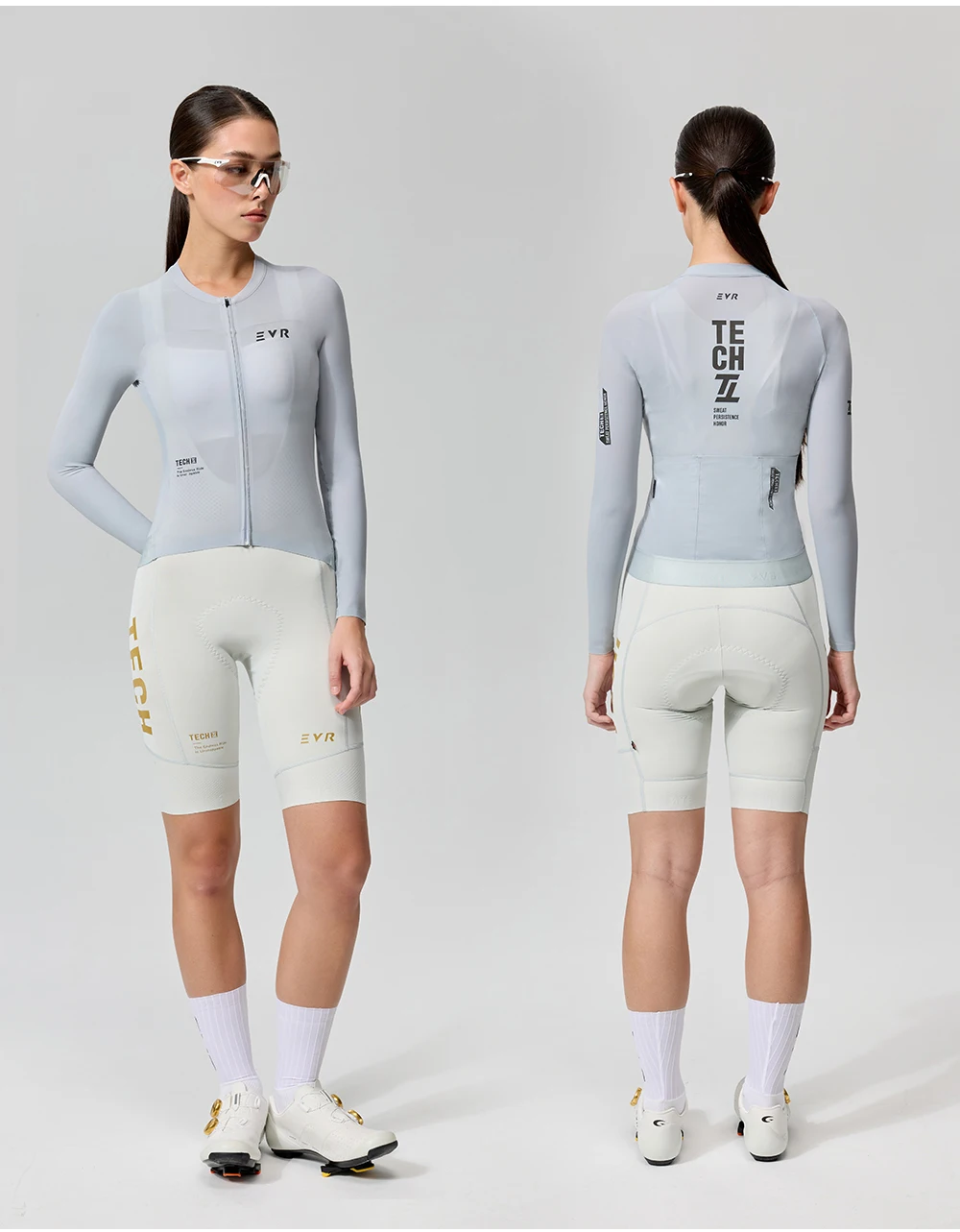 EVR Damen-Rennradtrikot Langarm Sonnenschutz Schnelltrocknend Outdoor-Radtrikot Hochelastisch Atmungsaktiv – Detail 12