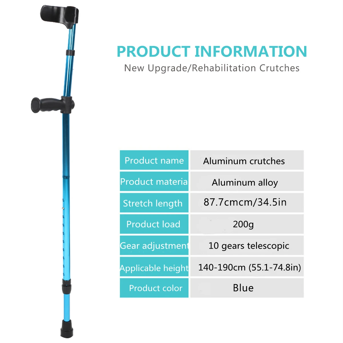 Alloy Folding Crutch Adjustable Telescopic Underarm Cane Walking Stick  For Elderly Disabled Trekking Multifunction Hiking Canes