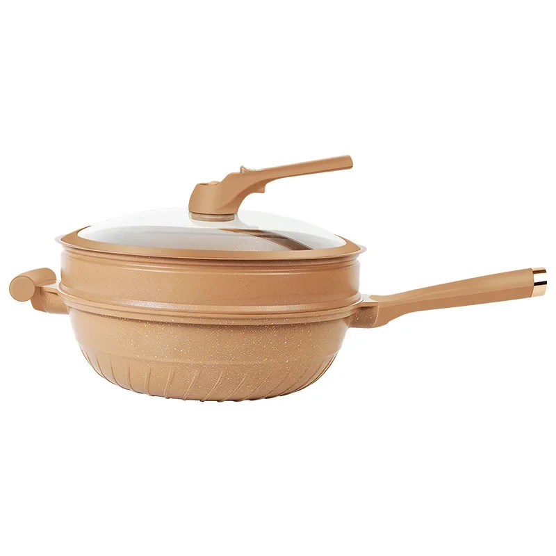 Pot Clay Non Stick Large Capacity Micro Pressure Frying Pan Kitchen Frying Pan Gift Cookware Wok Japanese Kitchen