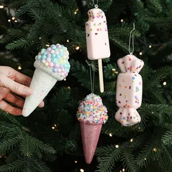 2025 Creative Christmas Hanging Cute Ice Cream Pendant Navidad 2026 Christmas Decor Xmas Tree Decor New Year Gift Toys