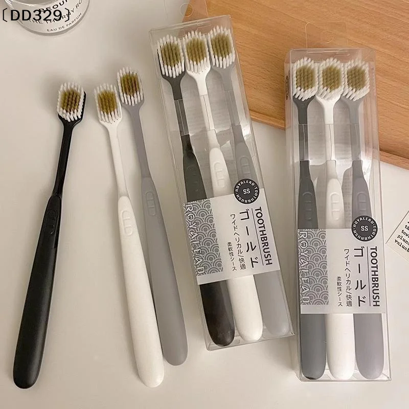 3 PCS Soft Bristle Wide Head Toothbrush Non Slip Ergonomic Handle 3 Pack Perfect For Daily Home Oral Care 〔DD329〕