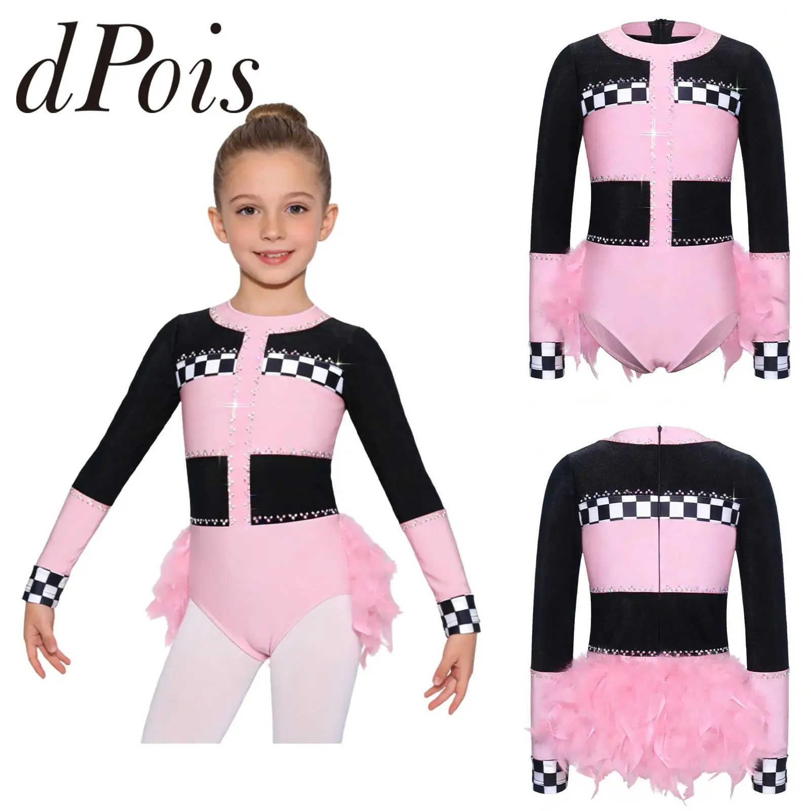 

Детский гимнастический комбинезон для девочек, костюм гонщика, танцевальный купальник для выступлений на сцене