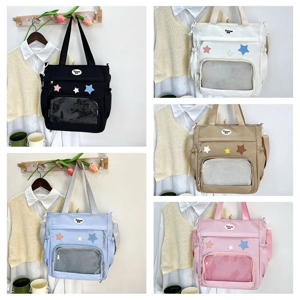 Itabag-Bolso de mano japonés de nailon, bolsa cruzada de lona, Color sólido, transparente, exhibición de insignia de estrella, regalo para niña y niño