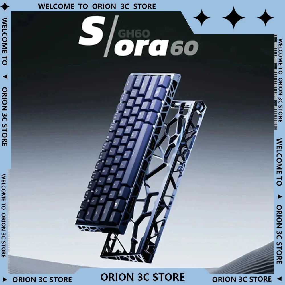 UR Studio Sora60 Gaming Mechanical Keyboard CNC Hollow Out Keyboard Shell GH60 Shell Aluminum Keyboards Case Accessories