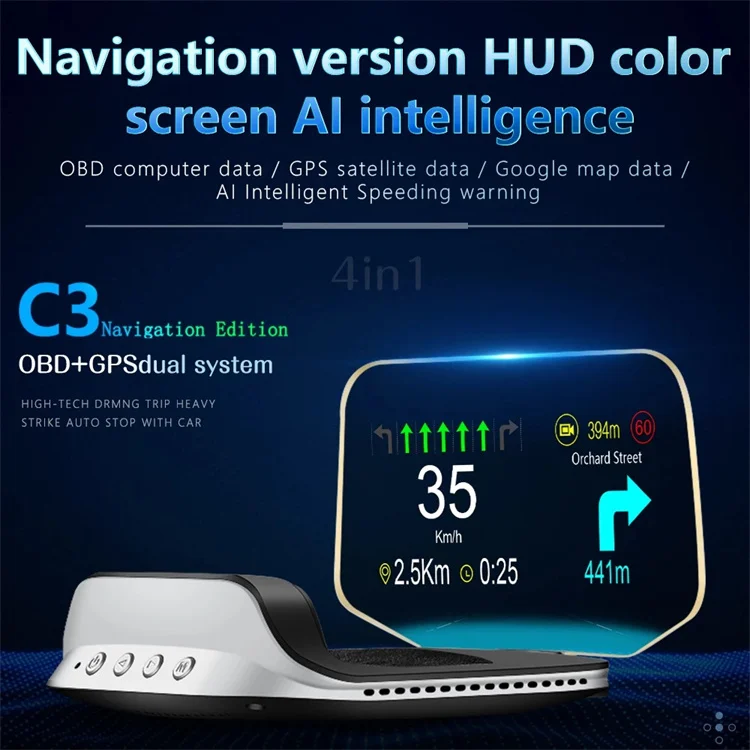 Lancol High Quality Car Automotive HUD Head Display C3 Head up Display Navigation Support Google Map