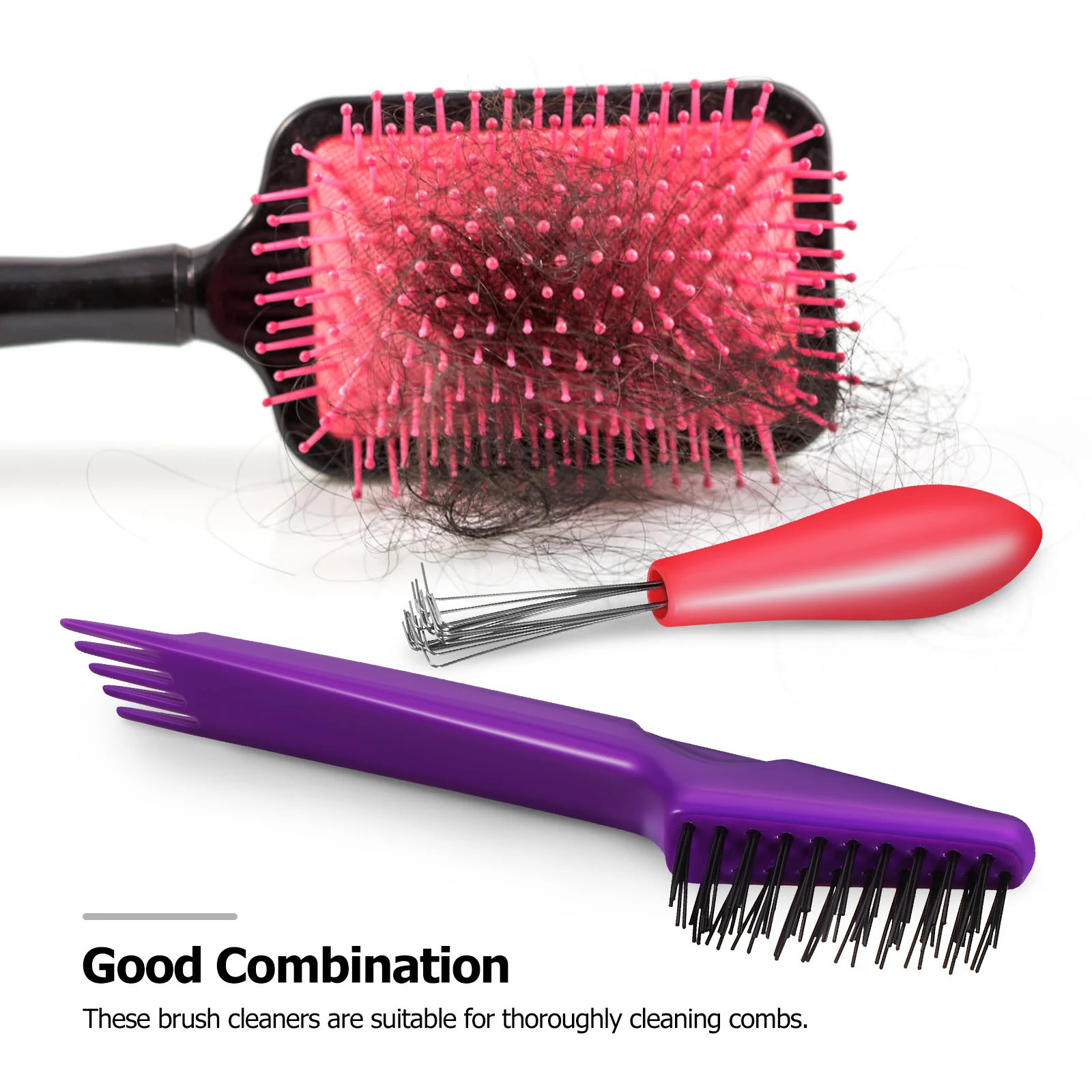

4 Pcs Comb Cleaner Hair Cleaning Tools Pink Purple Salon Barber Supplies Travel Home Use Hairbrush Cleaning Tool