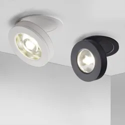 LED Embedded Down light Spotlight Fold 90° Up And Down Rotate About 350° 5W 10W 18W COB Background Lamp 85-265V Interior lightin