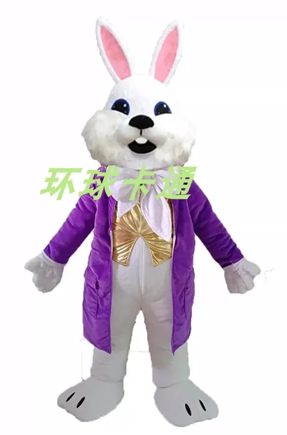 Nieuwe Volwassen Hete Verkoop Paarse Jas Easter Konijn Cartoon Mascotte Kostuum Pluche Kerst Fancy Dress Halloween Mascotte Kostuum