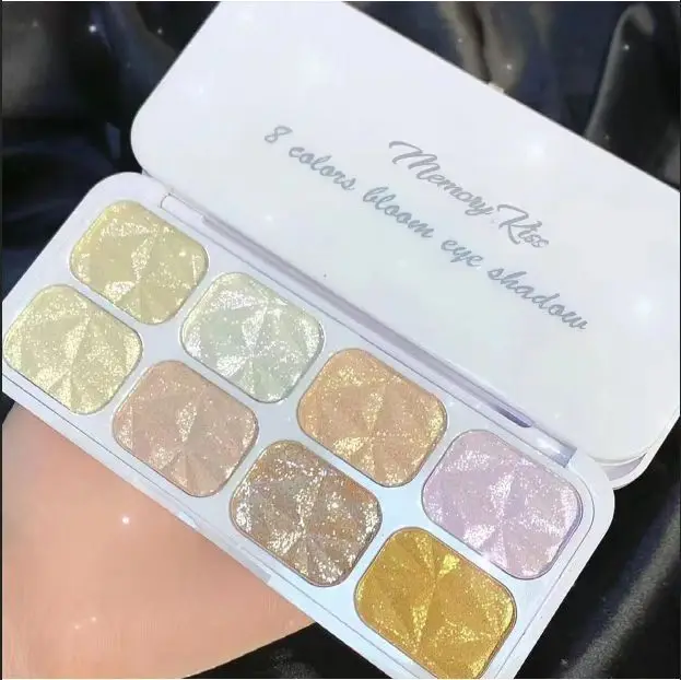 New 8-color glitter pink pearl waterproof stage eye shadow sleeping silkworm high gloss dressing plate eye shadow makeup plate