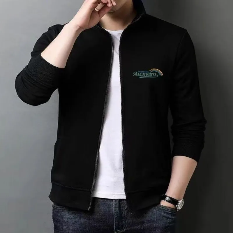 

Осень-зима, кардиган на молнии из чистого хлопка, толстовка с воротником-стойкой, мужское модное универсальное пальто, национальный тренд, повседневные спортивные топы