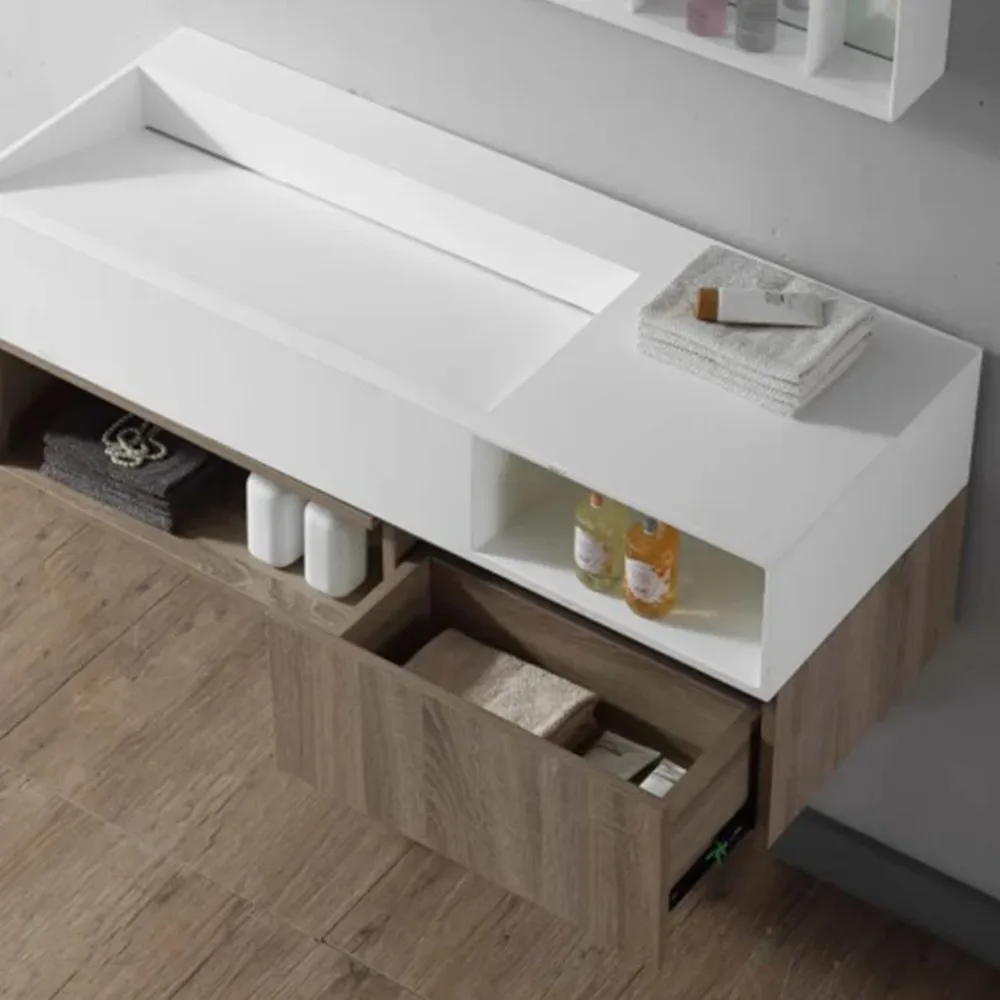 Modern Design Wall Mounted Bathroom Vanity Top /wall-mounted Bathroom Cabinet with Stone Sinkpromote sales