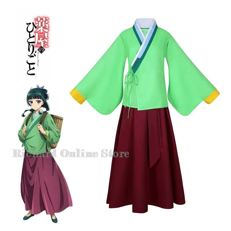 

Maomao Cosplay Costume Wig Anime The Apothecary Diaries Dress Skirt Green Top Hairpin Kusuriya No Hitorigoto Halloween for Women