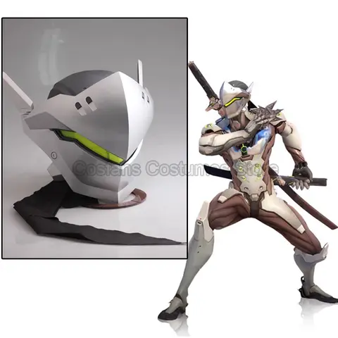 Máscara de Anime Overwatch para hombres adultos, Cosplay de Genji, casco de noche, máscara GFRP, Halloween, Carnaval, mascarada, accesorios de fiesta