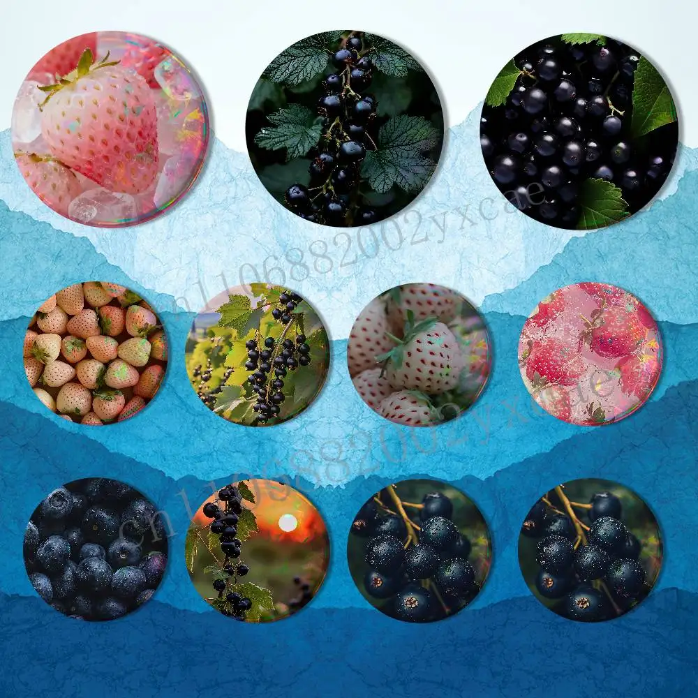 

hot Art Blackcurrant Pineberry HD Print 58mm 44mm Round Lapel Pins Pretty Derby Round Display Brooches Brooch Badges