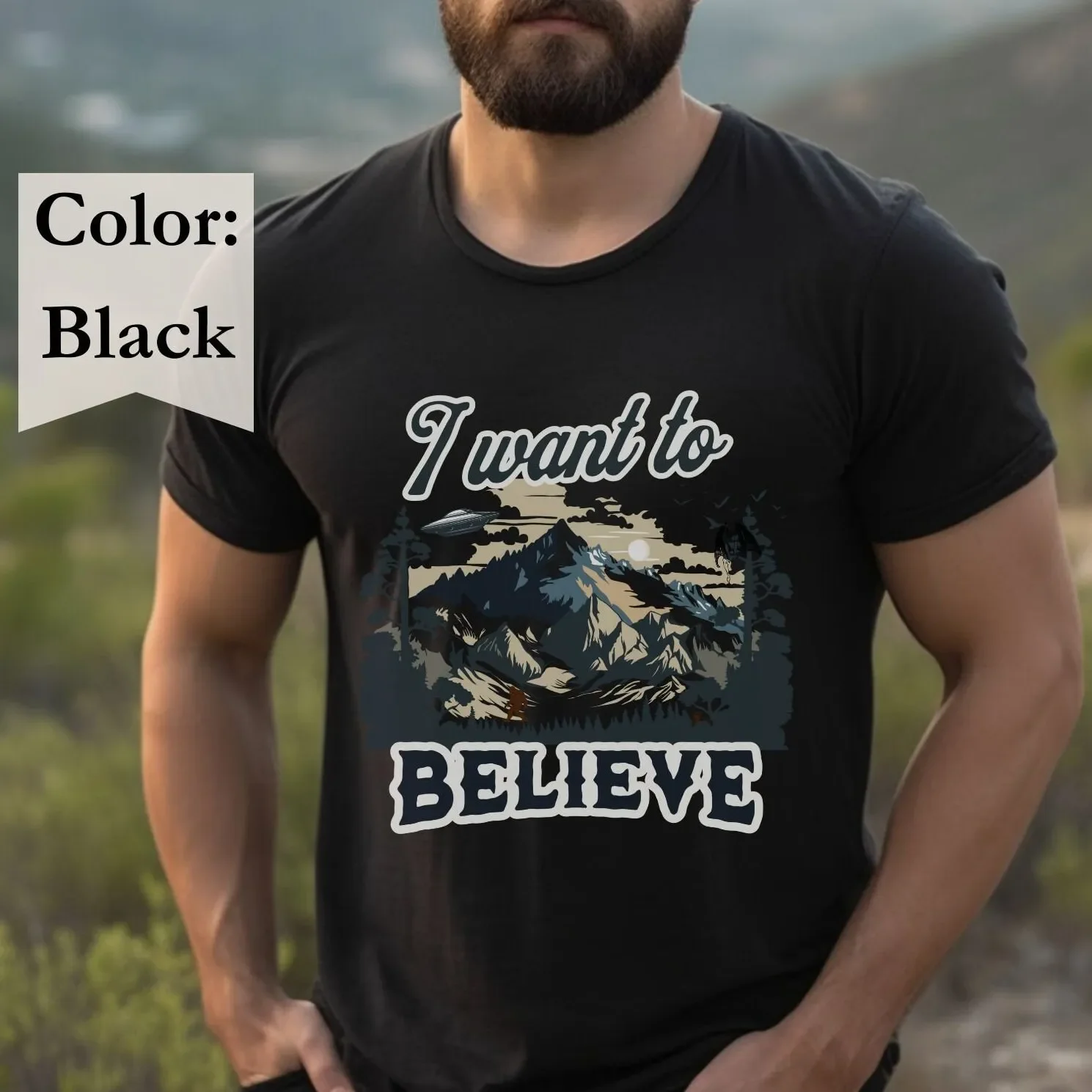 I Want to Believe Shirt, UFO, X-files Quote, Crypitids and Urban Legends, Sci-fi Gifts, Big Foot, Spooky Season, Alien