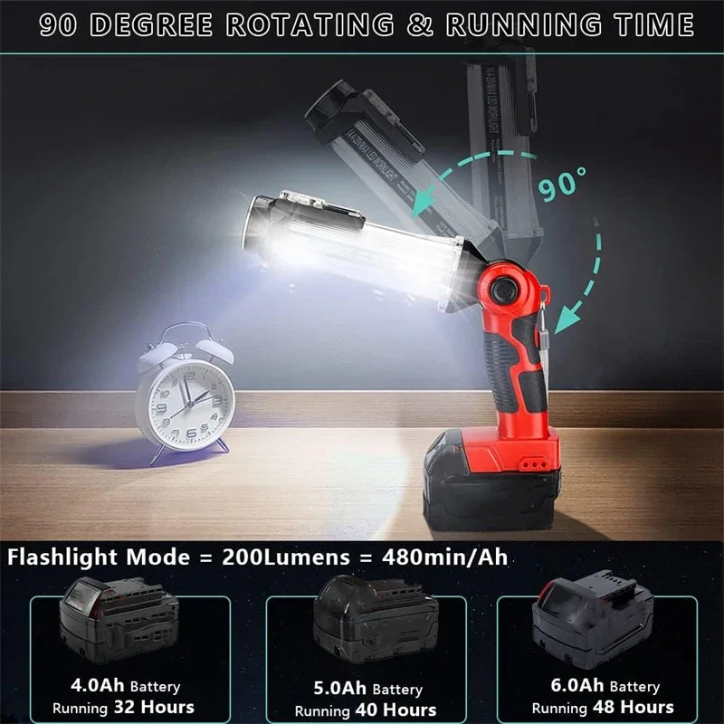 ضوء العمل LED اللاسلكي لميلووكي 18 فولت بطارية ليثيوم أيون 35 واط 2000LM مصباح يدوي خارجي فوانيس التخييم المحمولة مع هوك