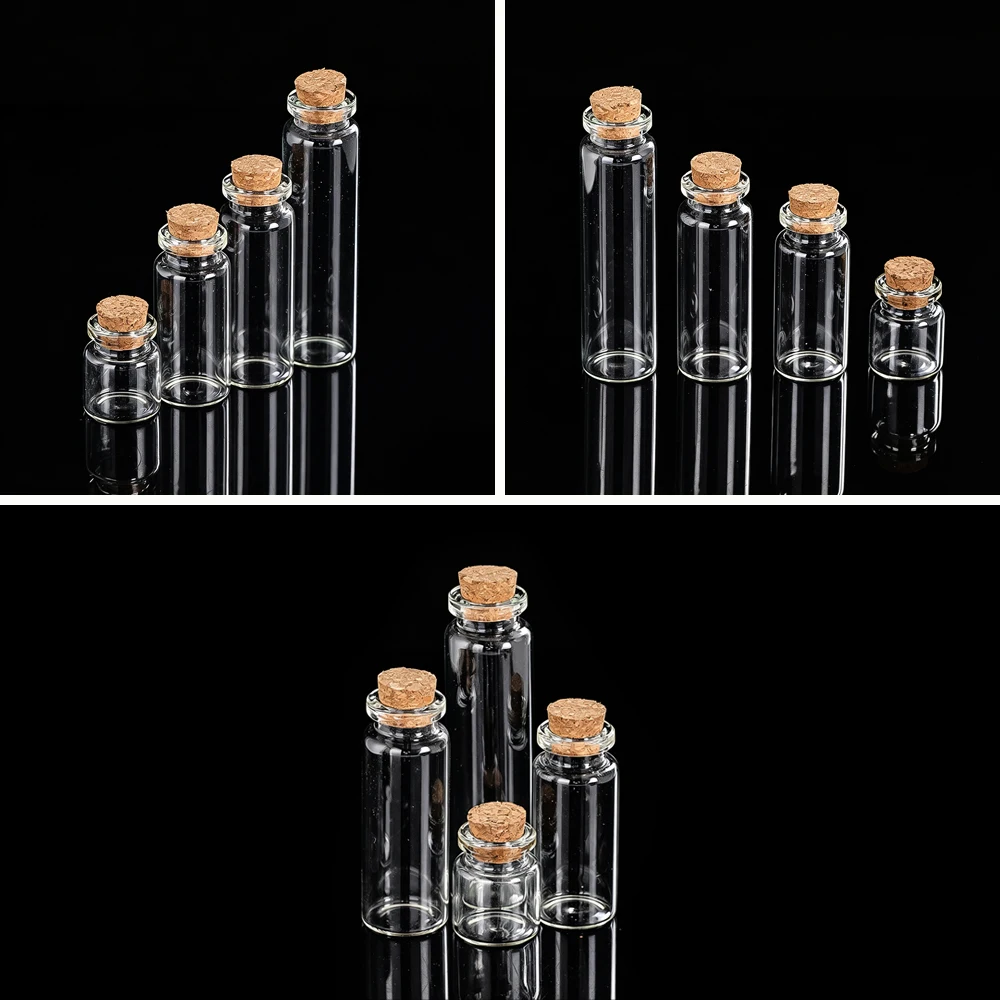 Glass Cork Stopper Bottle Set Message in A Bottle Spice Jar Kitchen Storage Dispensing Container DIY Craft Gift Wedding Decor