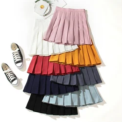 High Waist Pleated Kawaii Harajuku Skirts Women Girls Lolita A-line Sailor Large Size Preppy School Uniform