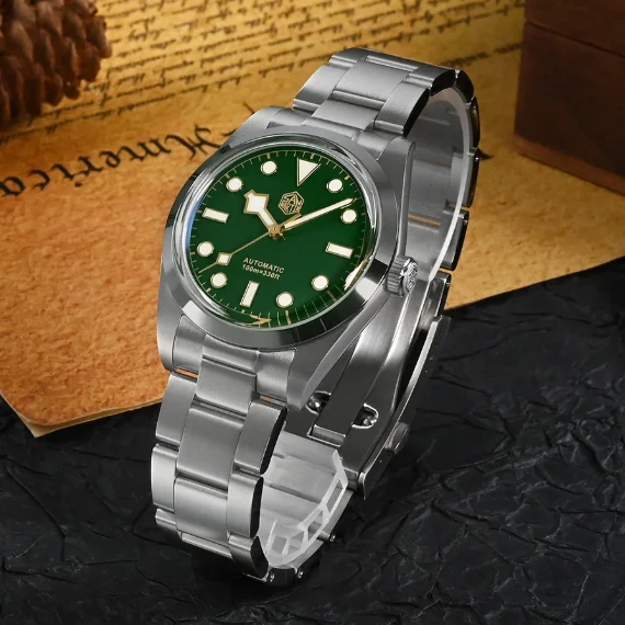 San Martin Men Automatic Watch 37mm Mechanical Wristwatch Diver 10ATM Waterproof BGW-9 Luminous Snowflake Hands PT5000 SW200