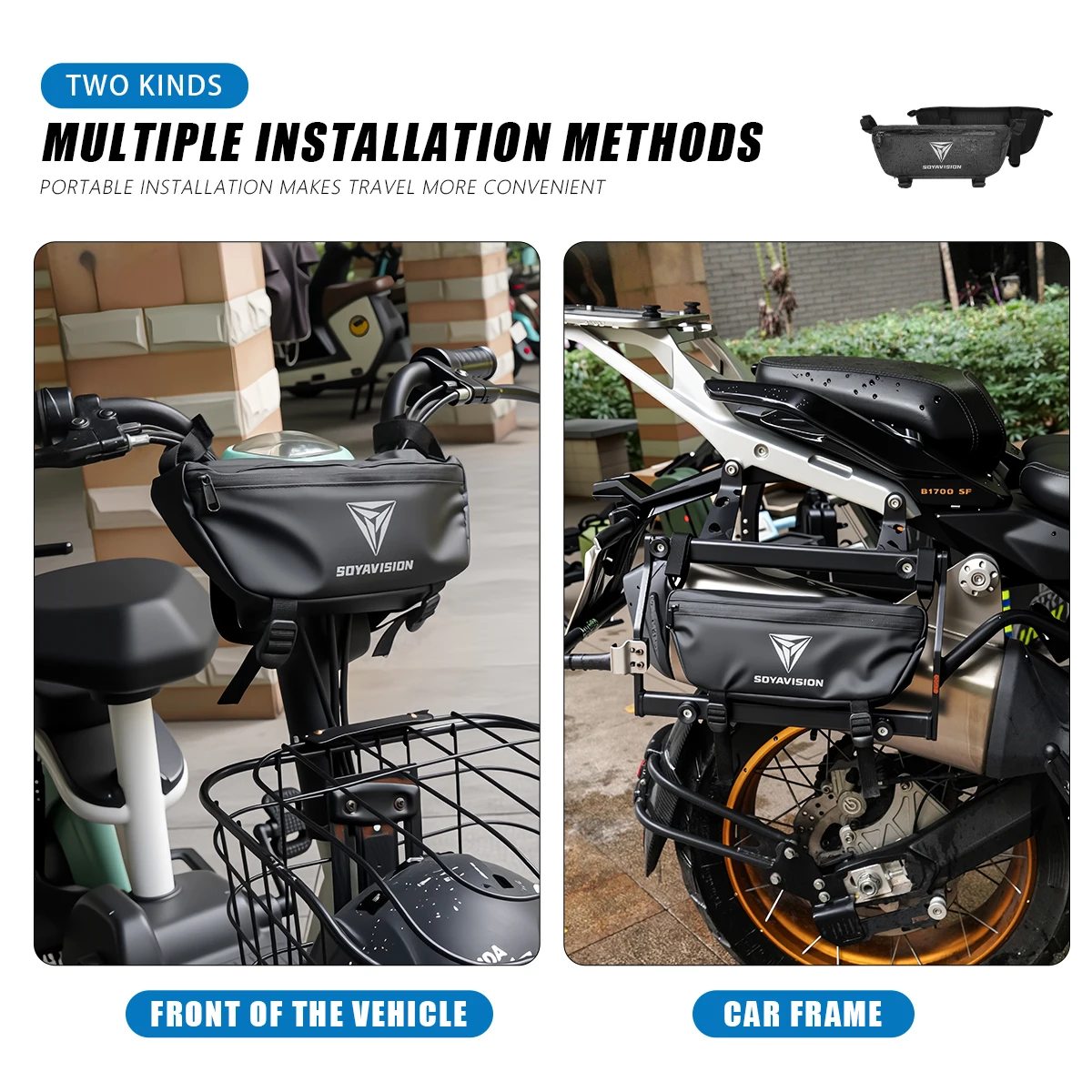 

Motorcycle handlebar Bag Rear Side Bumper Bag For Motorbike Bicycle Electric Dirt Bike