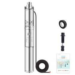 Pompe solaire submersible pour puits profond 150W 12V, 370W 24V, 400W 48V, 750W 48/60V, débit élevé 2000L