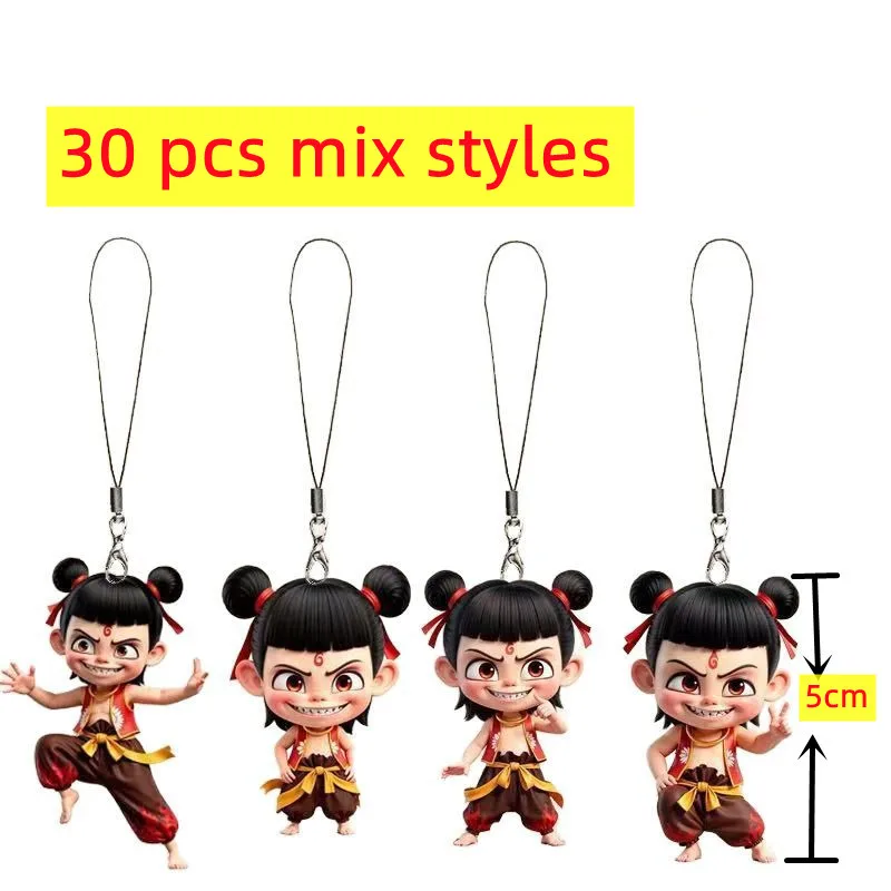 30 pcsNew Nezha 2: Magical Children Roaring In The Sea Surrounding Aobing Person Ornament 2d Acrylic Keychain Pendants Gifts