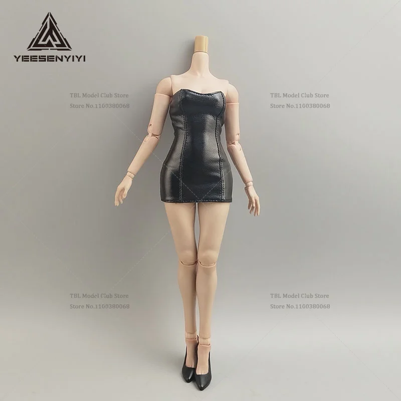 1/6 weibliche Kleidung schwarzer trägerloser Rock mit Blumenmuster für TBLAT203 AT206 AT210 12-Zoll-Actionfigur Soldat