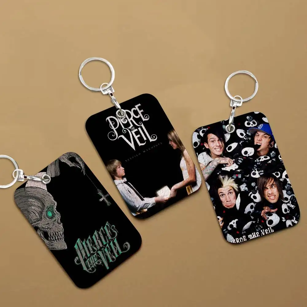 

Кожаный чехол для карт Band P-Pierce The Veil с брелоком, легкий кошелек для повседневного использования