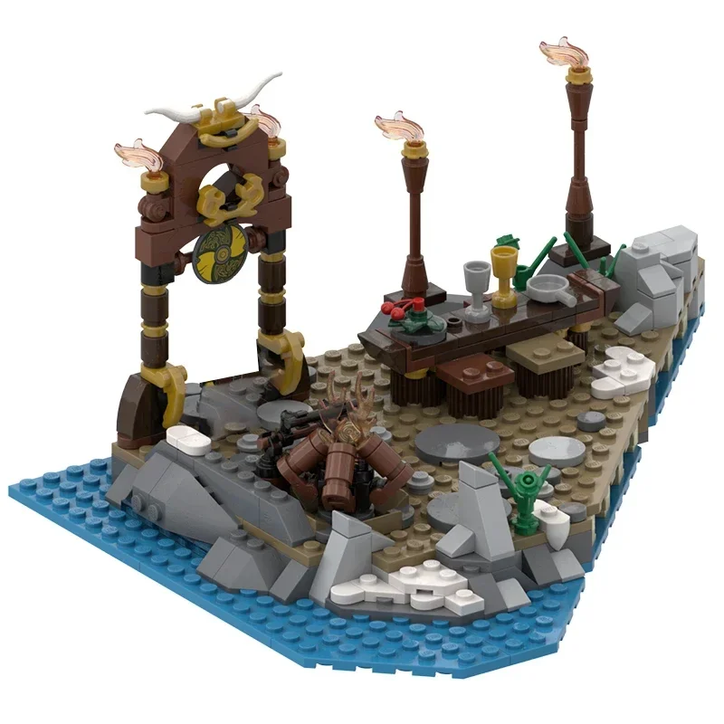 Middeleeuws Model Moc Bouwstenen Viking Dorp Uitbreiding Technologie Modulaire Blokken Geschenken Kerstspeelgoed Diy Sets Assemblage