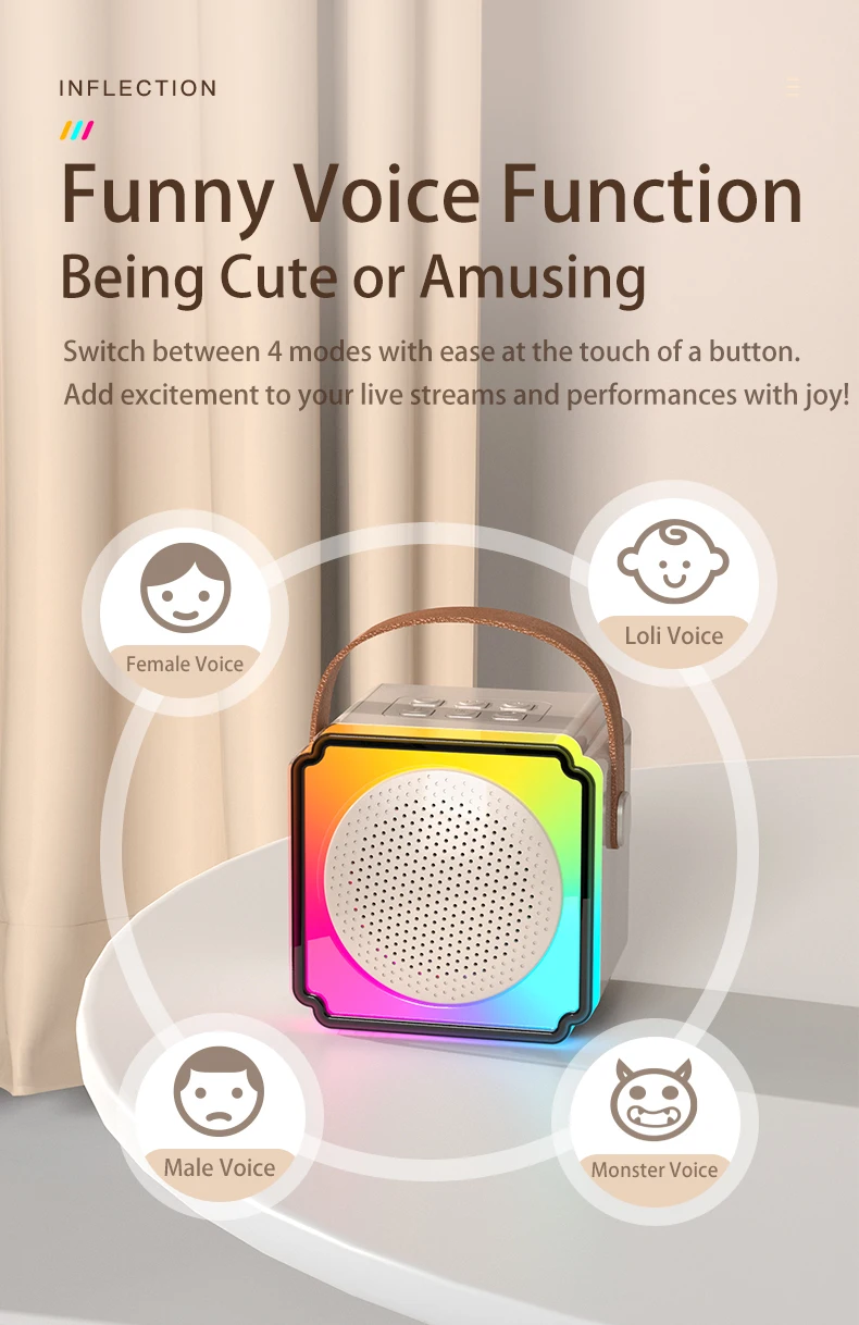 Mini Karaoke Machine para Crianças e Adultos, Alto-falante Bluetooth Portátil com 2 Microfones Sem Fio, Soundbox, Presente de Aniversário