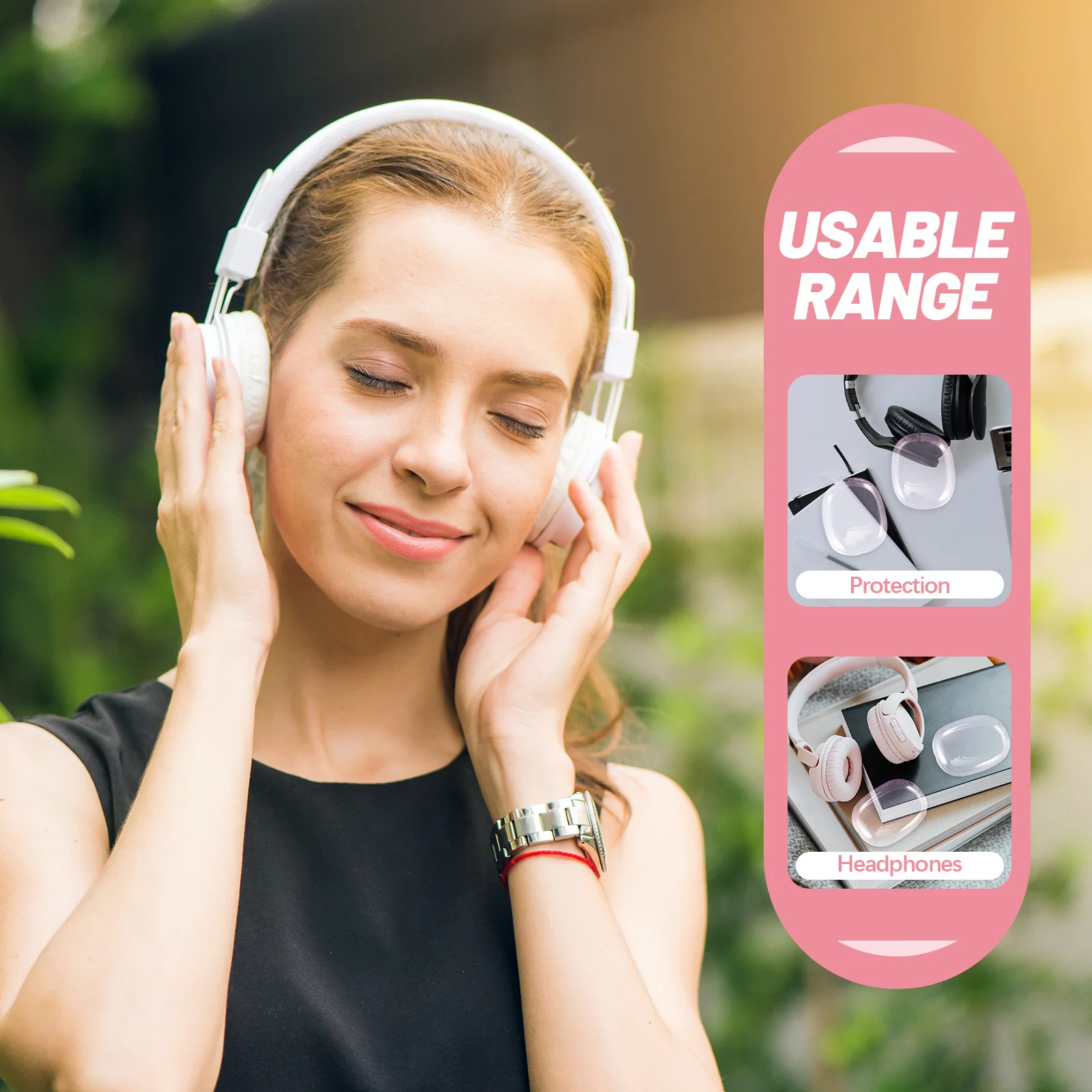 

1 Pair Tpu Ear Pad Cover For Wireless Headphones Sweat Resistant Non-Slip Detachable Cushion Protection Accessory Portable Audio