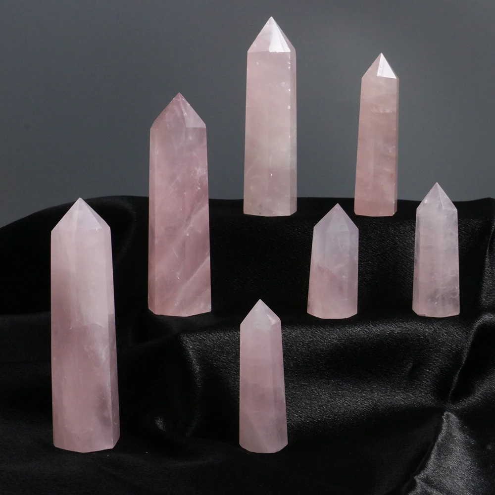 

Mineraali 3-10cm Natural Rose Quartz Stone Tower Stick Pink Crystal Hexagonal Prism Magic Wand Home Ornament Feng Shui Gem Stone