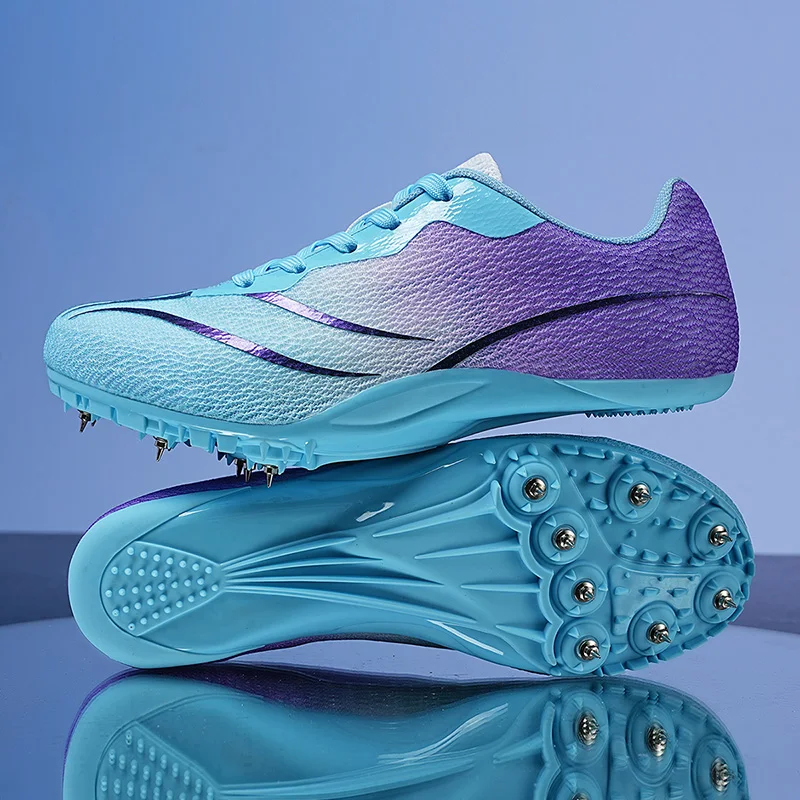 Chaussures d\'athlétisme légères avec pointes pour hommes et femmes, baskets de course, de sport, d\'entraînement, d\'athlétisme, de grande taille 35-45