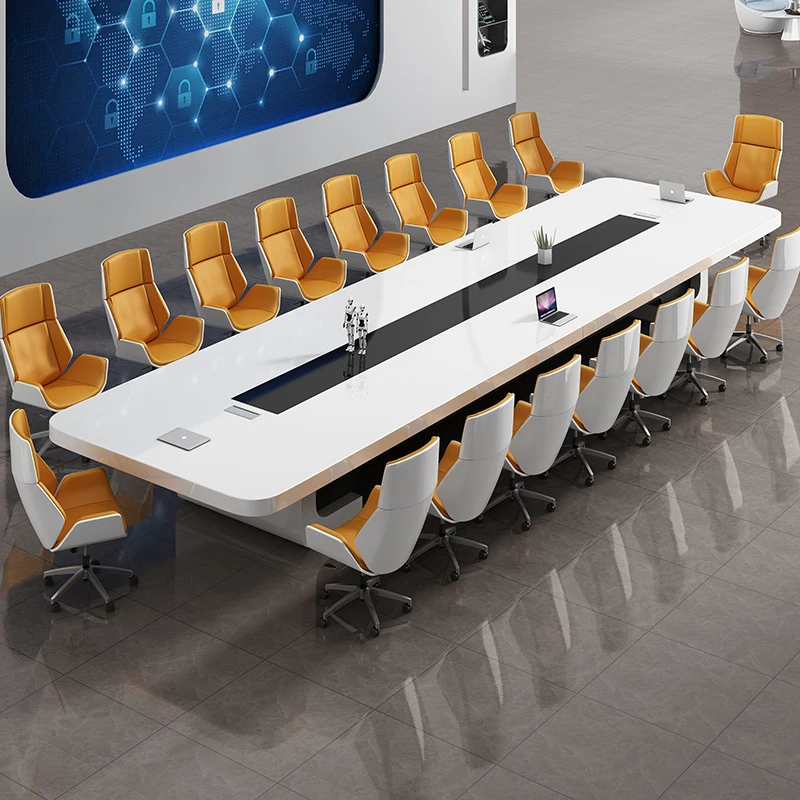 

Customized Paint Conference Table Large Negotiation Office Table and Chair Combination Training White Conference Long Table