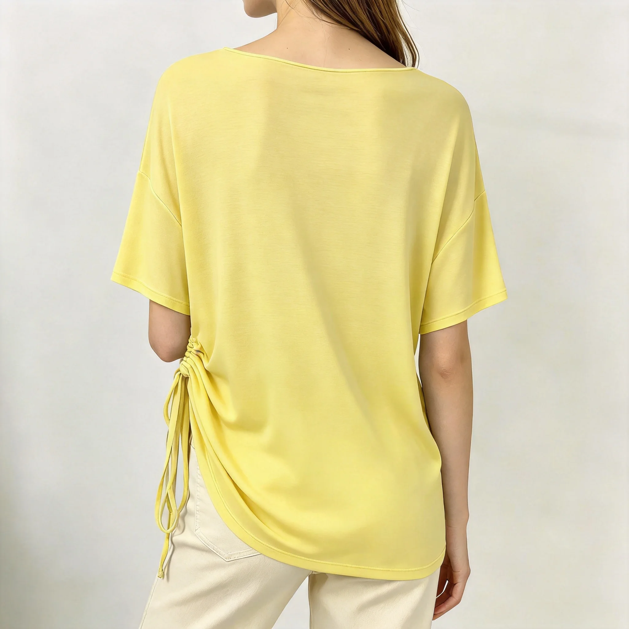 Yoga Clothing 2026 New Style Top Pilates Cover-Up Shirt Gentle and Lazy Style Short-Sleeved Breathable Comfortable V-Neck That Highlights Shoulders and Neck