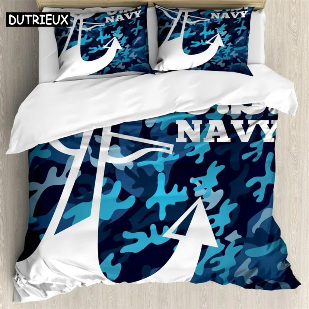 

Navy 3Pcs Bedding Sets 3D Digital Printing Custom Quilt Duvet Cover Set Home Queen King Quilt Pillowcase