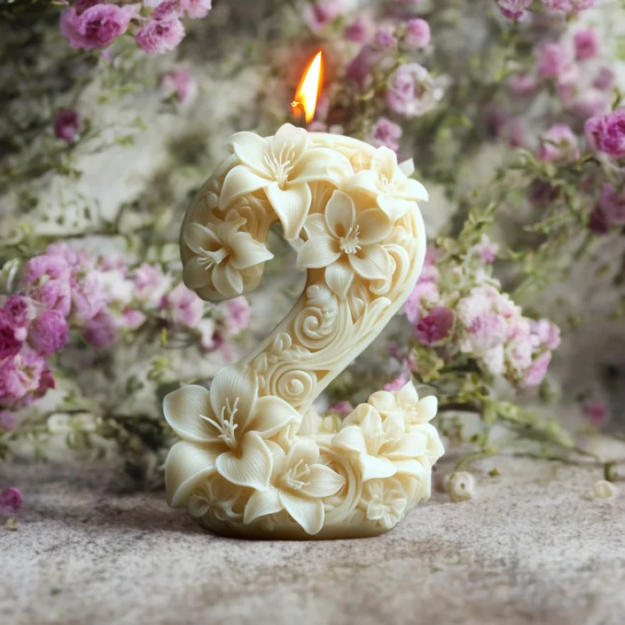 Flower Digital Aroma Candle Silicone Mold DIY Aroma Diffuser Arrangement Stereoscopic Digital Plaster Silicone Mould