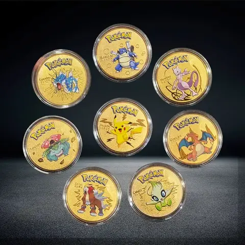 Pokemon commemorative Coin Metal Coins Anime Commemorative Coin Charizard Pikachu Golden Pokemon Cards Round Metal Coin Toy Gift