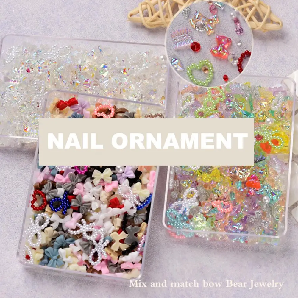 50g łuk żywica zdobienie paznokci dekoracje czarny biały 3D długa wstążka kokardka ozdoba paznokci urok projekt biżuterii Kawaii DIY akcesoria