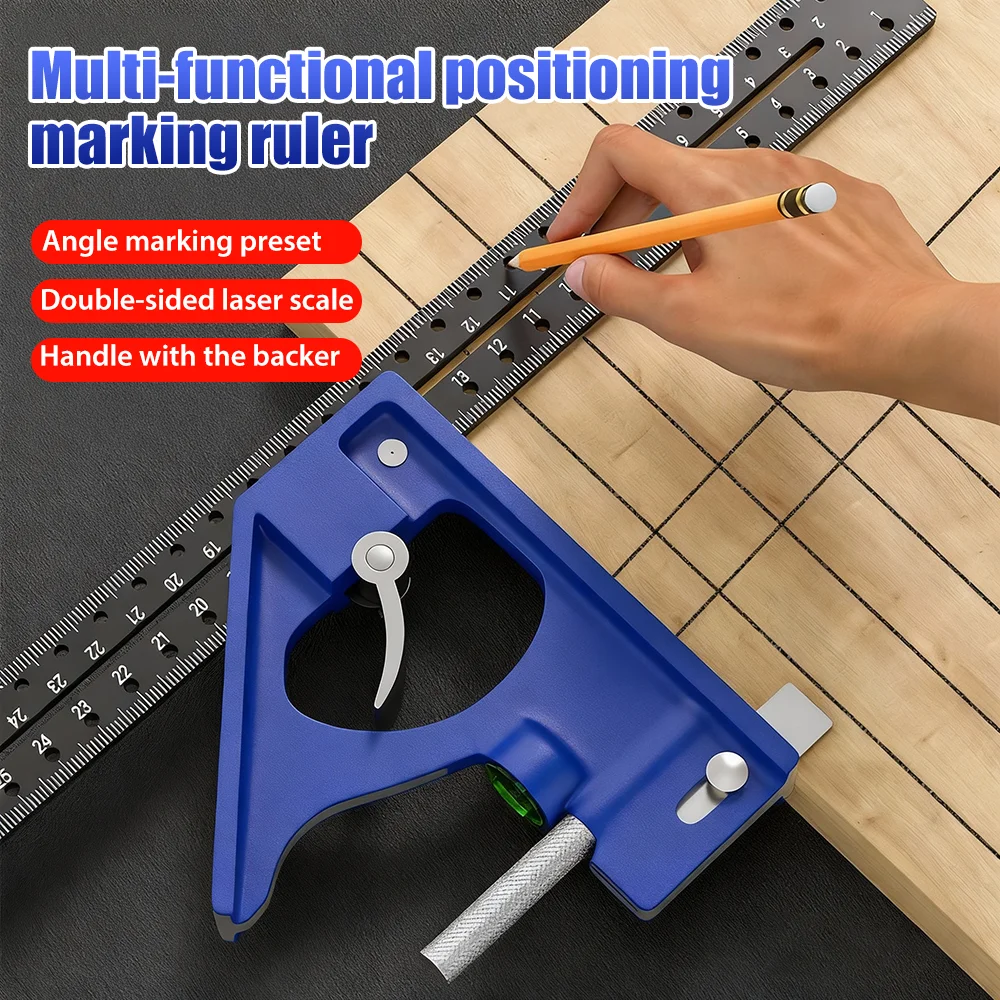 

30CM Precision Marking Right Angle Ruler 45/90 Degree Hole Angle Ruler Industrial Scribe Marking Gauge Draw a circle Woodworking
