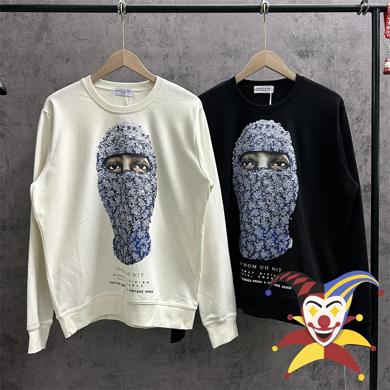 

IH NOM UH NIT Paris Mask Rose Print Sweatshirts Men Women Best Quality Crewneck Pearl Man Graphic Hoodie Clothes