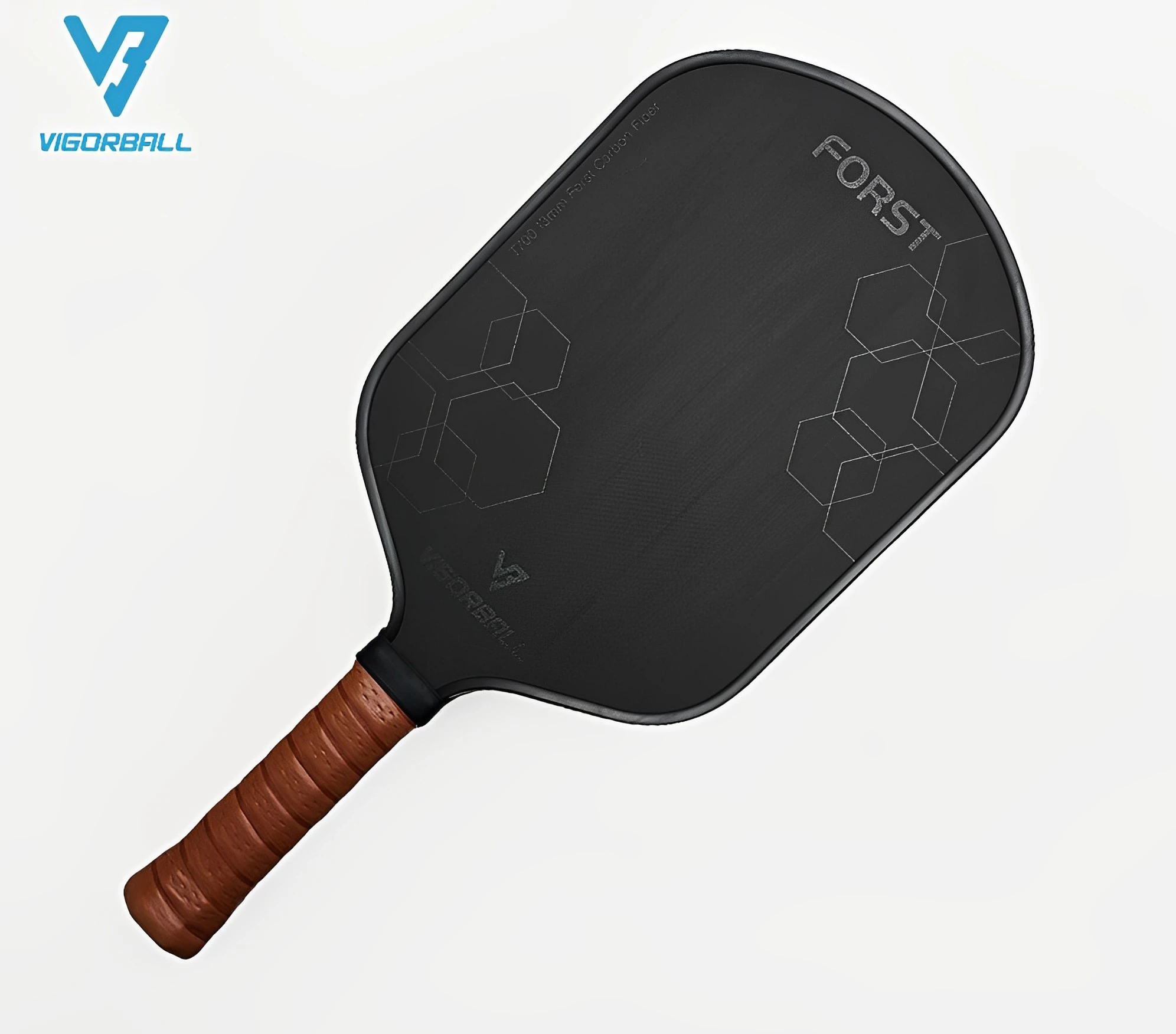 Paleta de Pickleball de fibra de carbono T700, superficie esmerilada de fricción de carbono, núcleo de panal de polímero, potencia mejorada, giro y