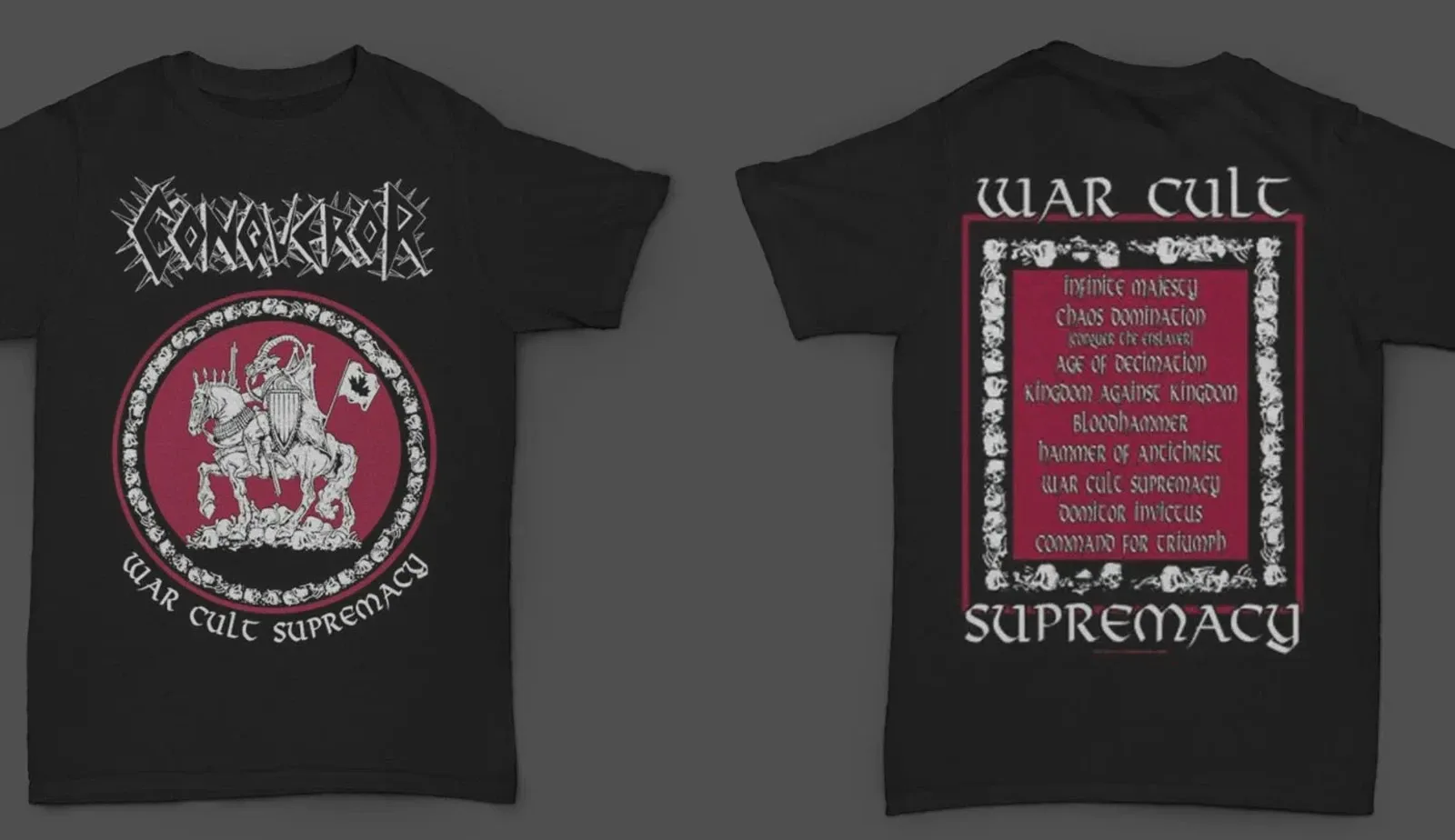 Conqueror Band War Cult Supremacy Double Sided T Shirt Full Size S-5XL