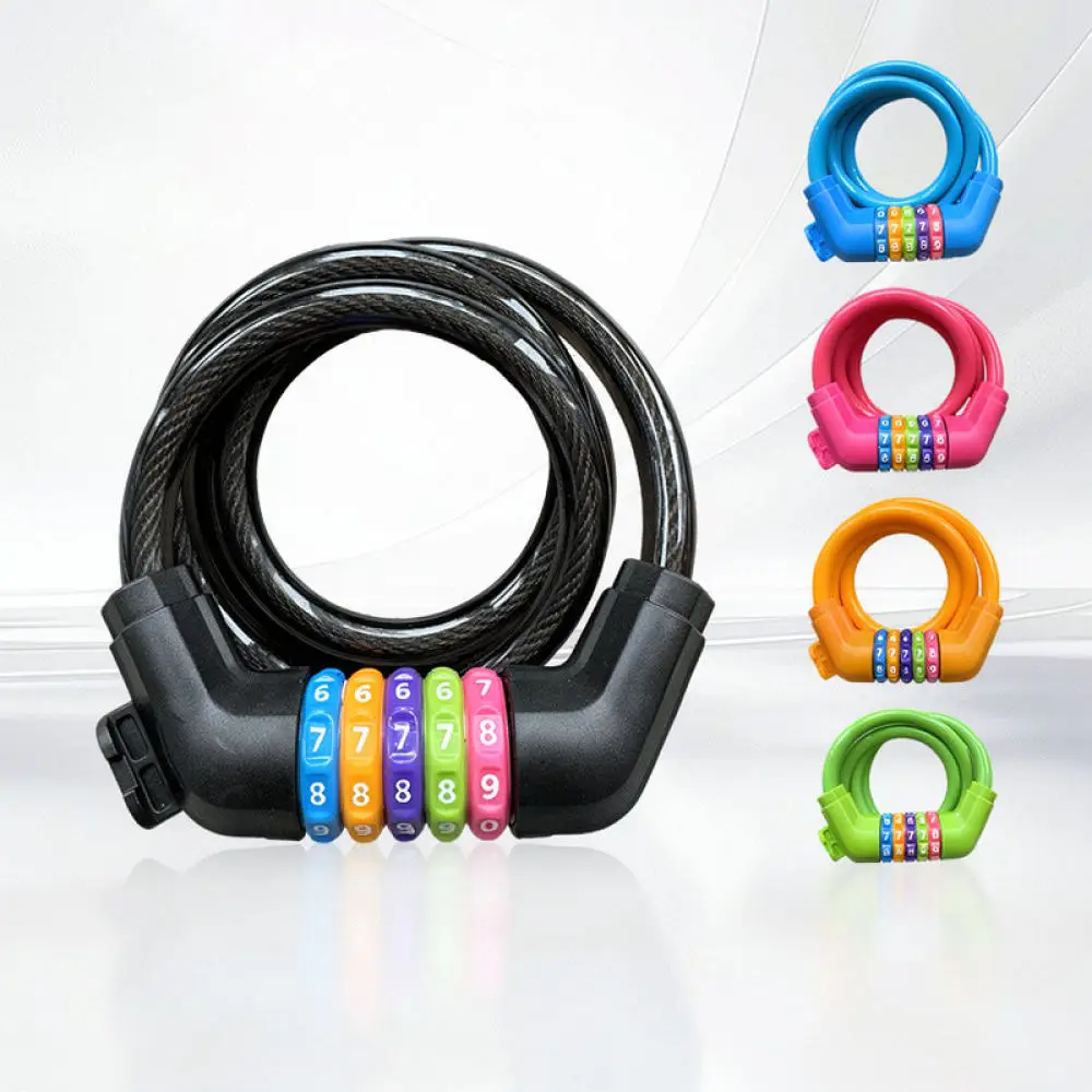 Durable 5 Digit Code Bicycle Lock Zinc Alloy Steel Cable Anti Theft Protection Tool For Mountain Bike Scooter Cycling