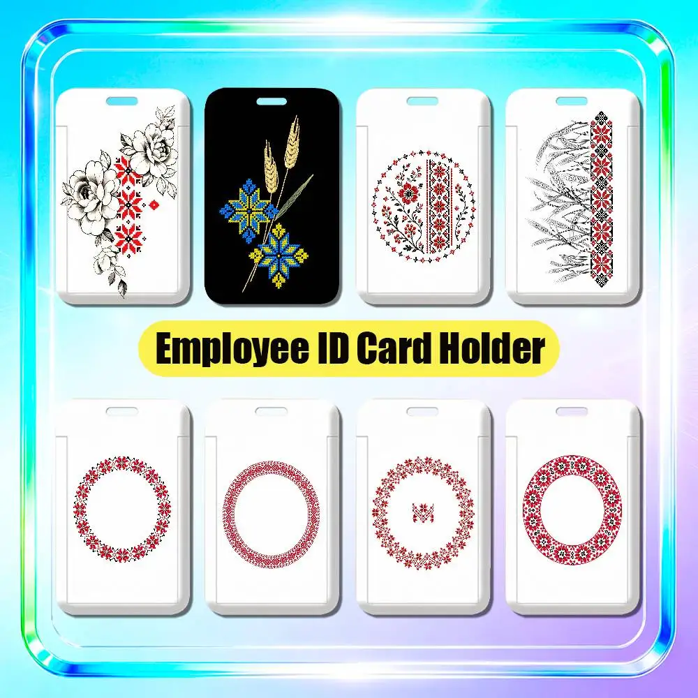 For Ukrainian Embroidery Patterns Employee ID Card Holder Office Badge Student Work Bank Credit Holders Hard Case Shell