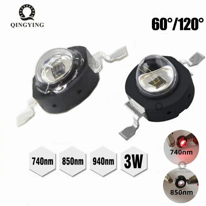 

3W IR High Power led 3Watt 850nm 940nm 740nm 60 120 degree Infrared LED IR Light Emitting Diode for Night Vision CCTV DIY